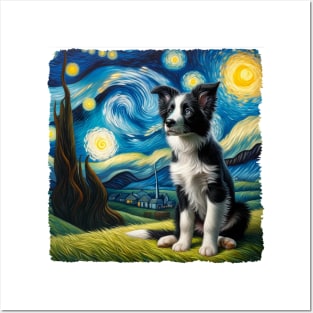 Starry Border Collie Portrait - Dog Portrait Posters and Art